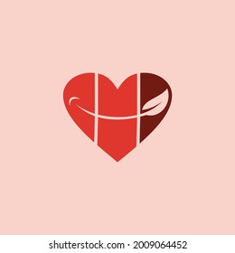 clean love heart logo icon vector