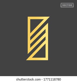 Clean luxury rectangle golden logo creative geometric shaped S SE artistic minimal black and golden bright color initial based letter icon logo.