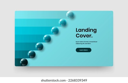 Clean magazine cover vector design illustration. Geometric realistic balls front page layout.