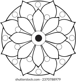 Clean Mandala design, flower, art design, Line art, Colouring pages, Kids and adults