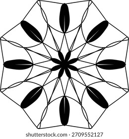 Clean mandala line art featuring simple geometric elements and modern symmetry. Perfect for logos, tattoo designs, branding, and contemporary decor.