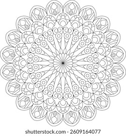 Clean mandala vector with a simple petal layout, ideal for coloring, tattoos, or mindfulness designs