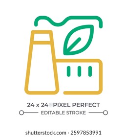Clean manufacturing colorful line ui icon. Industrial plant using eco friendly technology. Environment care. Isolated vector duotone linear symbol. User interface element, pixel perfect