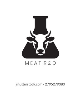 Clean Meat RD Logo Three offers a sophisticated perspective on sustainable food science with an elegant laboratory flask forming a cow silhouette. This Clean Meat RD Logo Three represents the peak of eco-friendly agricultural technology. Future food ventures will excel by using this Clean Meat RD Logo Three for commercial identification.
