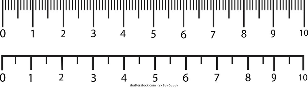 Clean metric ruler vector illustration with precise numeric scale and clear measurement markings, designed for education materials, technical drawings, engineering projects, printable resources, school tools, graphic design layouts, instructional guides, and professional measurement related visuals