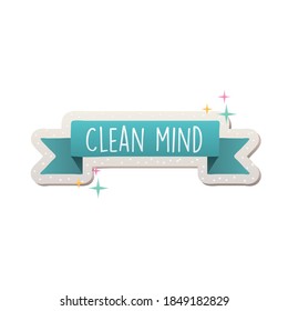 clean mind lettering covid19 pandemic stickers in ribbonvector illustration design