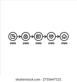 Clean minimal 5-step timeline infographic for business and workflow.

