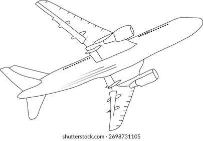 Vetor de contorno limpo e mínimo do avião perfeito para projetos de viagem, aviação e transporte. Ideal para logotipos, ícones, sites, cartazes e designs digitais.