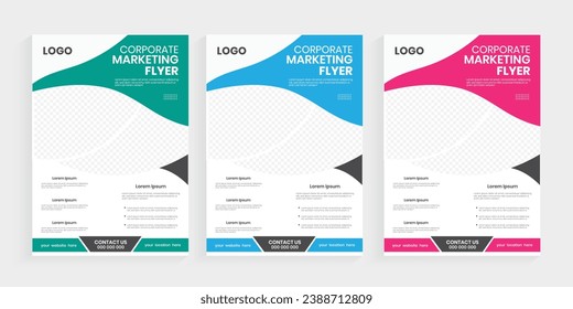 Clean and minimal best marketing flyer design, Customizable corporate flyer cover layout, vector graphic handout, leaflet, and journal document stationery design