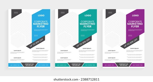 Clean and minimal best marketing flyer design, Customizable corporate flyer cover layout, vector graphic handout, leaflet, and journal document stationery design