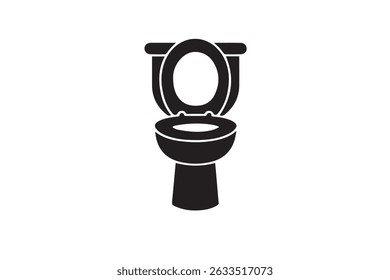 Clean and minimal black toilet icon vector featuring a simple silhouette design. Ideal for use in plumbing services, bathroom signs, sanitation graphics, architectural plans, mobile apps.