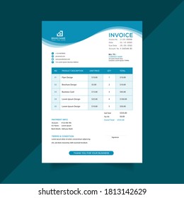 Clean and minimal business invoice template vector format, professional business invoice template 
