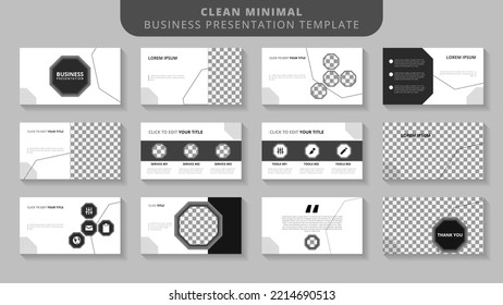 Clean Minimal Business Presentation Template Design Vector File.