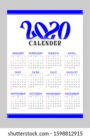 Clean and minimal calender 2020. Eps10 vector