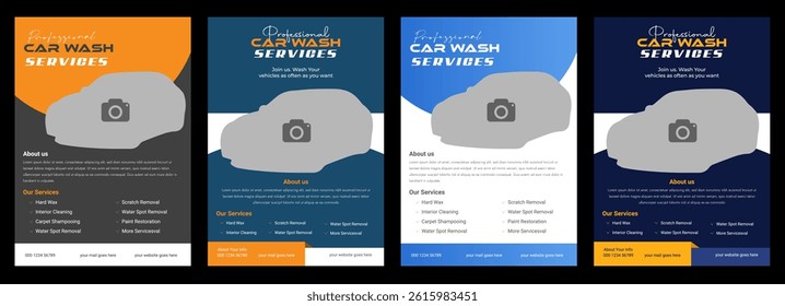 Clean and Minimal Car Wash Advertising Flyer, Auto Cleaning and Detailing Service Flyer Template