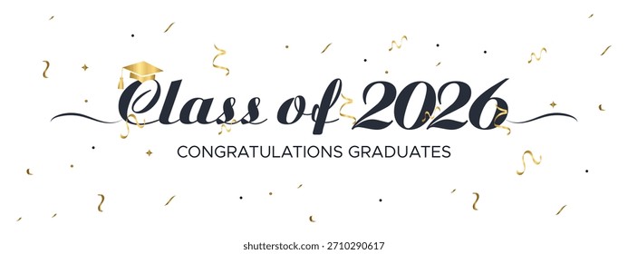 Clase limpia y mínima de Anuncio de graduación de 2026 con tipografía de guion suave y detalles decorativos ligeros