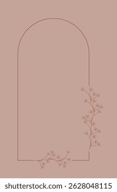 A clean minimal design featuring an arched frame with delicate floral and botanical outlines. Perfect for wedding cards, branding, or modern invitations.