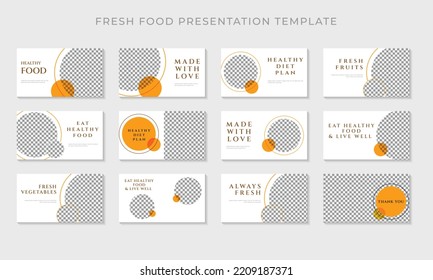 Clean and minimal Fresh Food business presentation templates Premium Vector illustration.