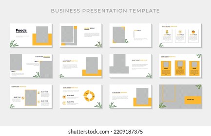 Clean and minimal Fresh Food business presentation templates Premium Vector illustration.