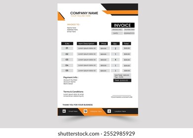 Clean and minimal invoice design template.	
