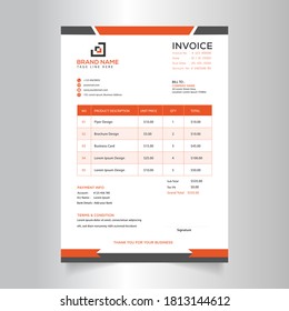 Clean and minimal invoice template vector format, modern invoice template 