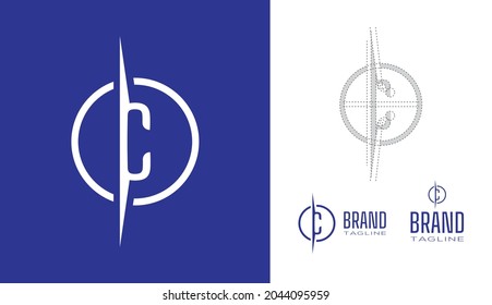 Clean Minimal letter C Logo in a circle border stroke line with logo geometry measurements for creative graphic  branding design concepts for corporate business, restaurant, manufacturing and food