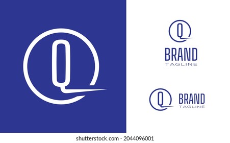 Clean Minimal letter Q Logo in a circle border stroke line with logo geometry measurements for creative graphic  branding design concepts for corporate business, restaurant, manufacturing and food