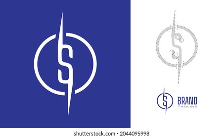 Clean Minimal letter S Logo in a circle border stroke line with logo geometry measurements for creative graphic  branding design concepts for corporate business, restaurant, manufacturing and food