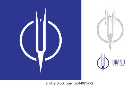 Letras minimalistas limpias Logotipo U en una línea de trazo de borde circular con medidas de geometría de logotipo para los conceptos de diseño creativo de marca gráfica para empresas, restaurantes, manufactura y alimentos