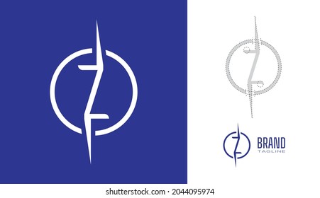 Clean Minimal letter Z Logo in a circle border stroke line with logo geometry measurements for creative graphic  branding design concepts for corporate business, restaurant, manufacturing and food