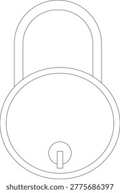 A clean and minimal lock outline illustration representing security, privacy, and protection. This simple line art design is perfect for use in digital security concepts, websites, apps, cybersecurity themes, and business presentations. The vector-style outline makes it versatile for both print and digital projects.