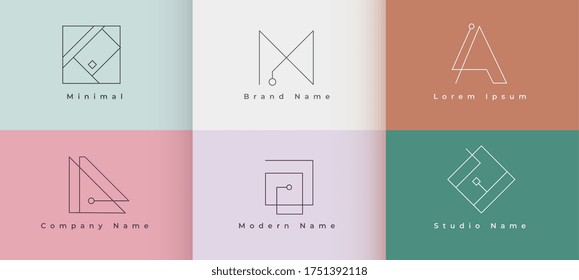 clean minimal logo design set of six