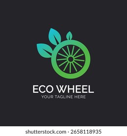 Ein sauberes und minimales Logo, das die zirkuläre Nachhaltigkeit zeigt. "Eco Wheel" steht für erneuerbare Energien, Kreislaufwirtschaft