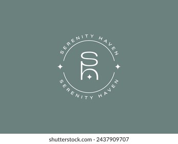 Clean and Minimal Logo Template with Initial and Wordmark for Serenity Haven Spa, cosmetic, and beauty business