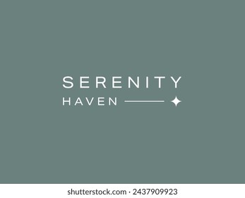 Plantilla de logotipo limpio y mínimo con inicial y marca para Serenity Haven Spa, cosméticos y negocios de belleza