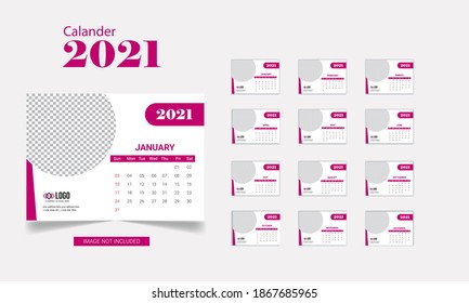 Clean Minimal Modern Desk Calender 2021 Stock Vector (Royalty Free ...