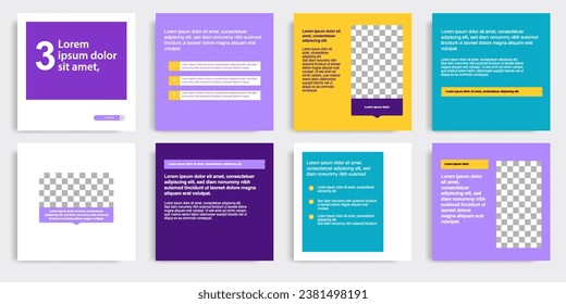 Clean minimal modern style of social media post banner layout template pack in blue, yellow, peach pastel color combination background with simple bubble message element. Vector design illustration