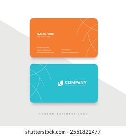 clean and minimal orange-blue color business card template