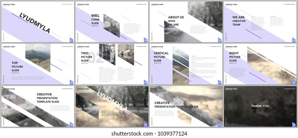 Clean and minimal presentation templates. Blue elements on a white background. Brochure cover vector design. Presentation slides for flyer, leaflet, brochure, report, marketing, advertising, business
