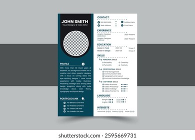 Clean and Minimal Resume Design for business application, template, modern, cover letter, single page resume design