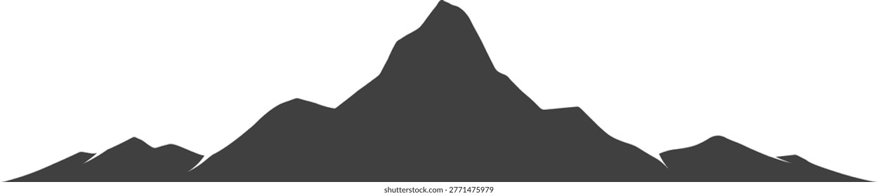 A clean and minimal silhouette of Ama Dablam presented as a wide alpine skyline. Featuring a dominant central peak with extended ridges, this vector is optimized for banners, headers, and background compositions requiring strong and simple mountain forms.