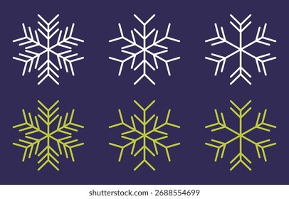Un conjunto de Ilustración vectorial de copo de nieve limpio y mínimo, perfecto para fondos de invierno, decoraciones de Navidad, tarjetas de felicitación de vacaciones, diseño de embalaje y marca festiva. Ideal para el invierno creativo