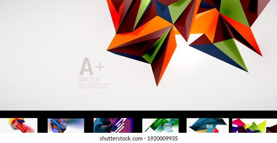 Conjunto de fondo de pantalla de diseño minimalista. Antecedentes abstractos para presentaciones de negocios o tecnología, afiches de internet o portadas de folletos web