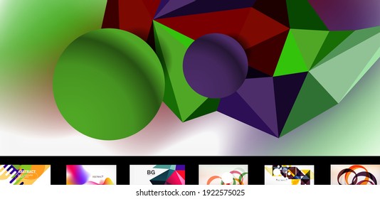 Conjunto de fondo de pantalla de diseño minimalista. Antecedentes abstractos para presentaciones de negocios o tecnología, afiches de internet o portadas de folletos web