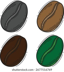 Um vetor limpo e mínimo ilustração de um grão de café, projetado em um estilo simples plana. Perfeito para uso em logotipos, ícones, embalagens, menus, marcas de café e projetos de design modernos. Este emp de vetor