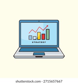 Ilustración vectorial limpia y mínima de un ordenador portátil abierto con una pantalla en blanco. Este versátil dispositivo tecnológico representa espacios de trabajo digitales, programación, trabajo remoto independiente y equipos de oficina modernos. La pantalla en blanco sirve como un espacio de maqueta perfecto para mostrar Sitios web o interfaces de software. Aislado sobre fondo blanco.