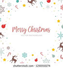 Clean minimal vector template for Christmas greeting card or banner. Free white place for inscription