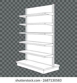 Clean minimalist 3d render of a modern wall-mounted retail display shelf unit vector