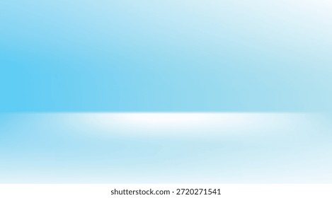 Un fondo abstracto limpio y minimalista presenta un gradiente suave en transición de azul claro en la parte superior a blanco brillante en la parte inferior, creando una línea de horizonte sutil perfecta para el producto