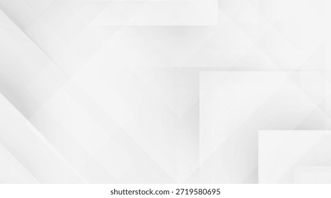 Um fundo abstrato limpo e minimalista com formas geométricas brancas nítidas com linhas diagonais sutis e sombras suaves, criando uma sensação de profundidade e elegância moderna